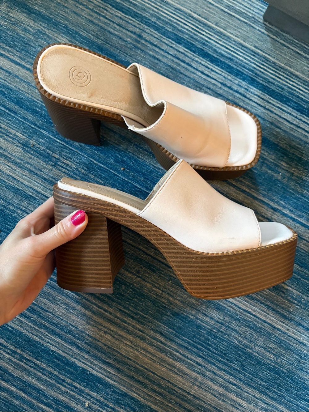 Cream Platform Mule Heels - Women